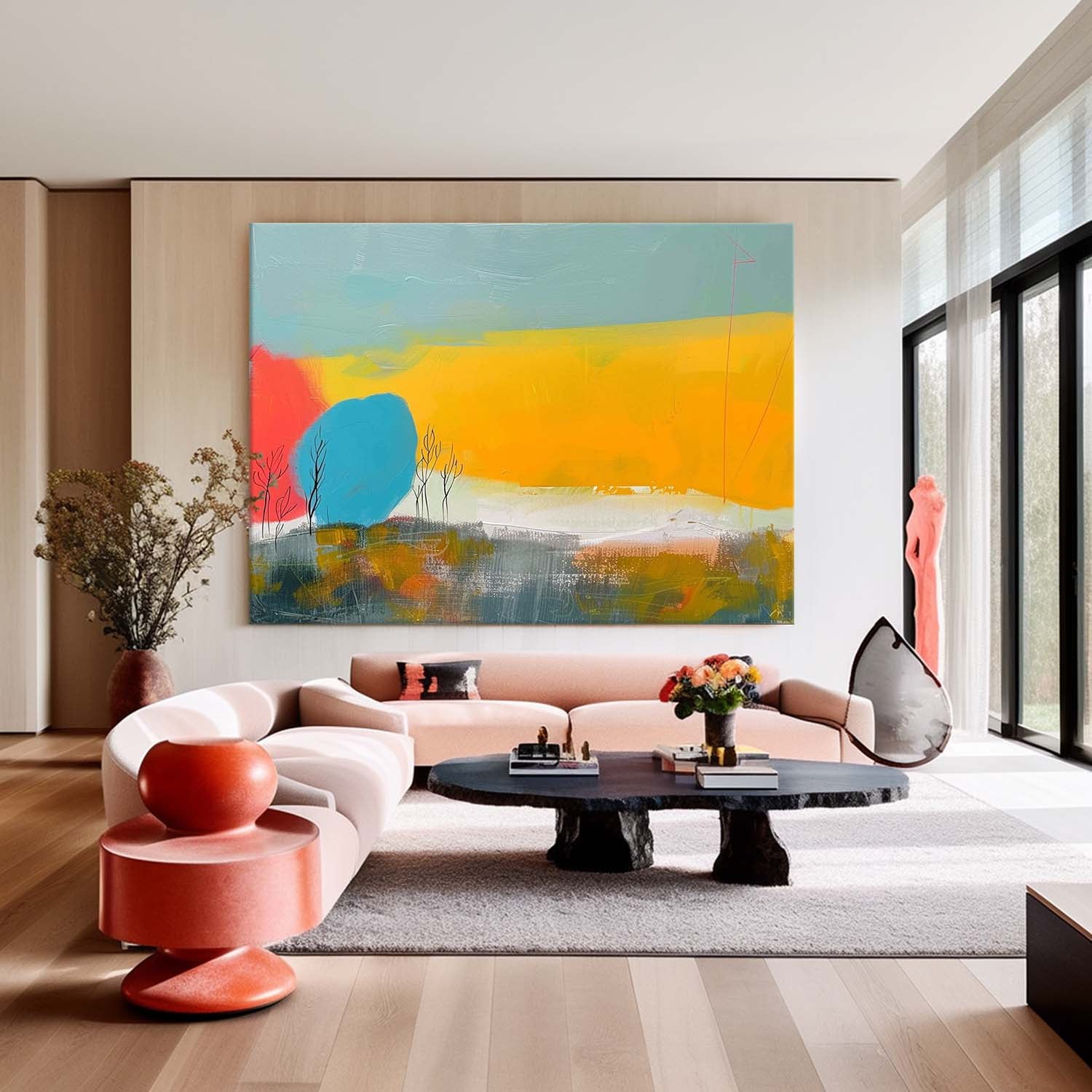 Abstract Landscape Oil Painting Texture Acrylic painting Modern Vibrant Colorful Natural Artwork