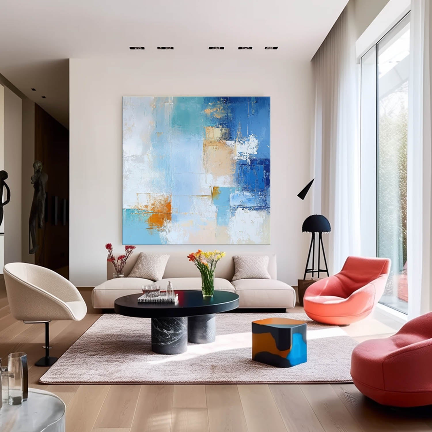 Contemporary Abstract Oil Painting Canvas Color Large Square Texture Abstract Wall Art Framed Home Decorations