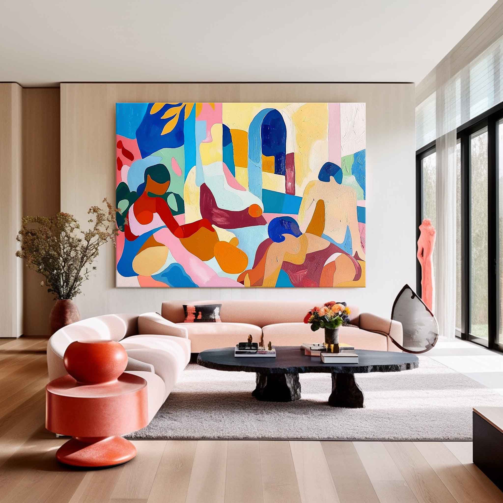 Modern Wall Art Home Decor Picasso Art Large Wall Art Original Famous Painting Abstract Colored Figures Oil Painting on Canvas