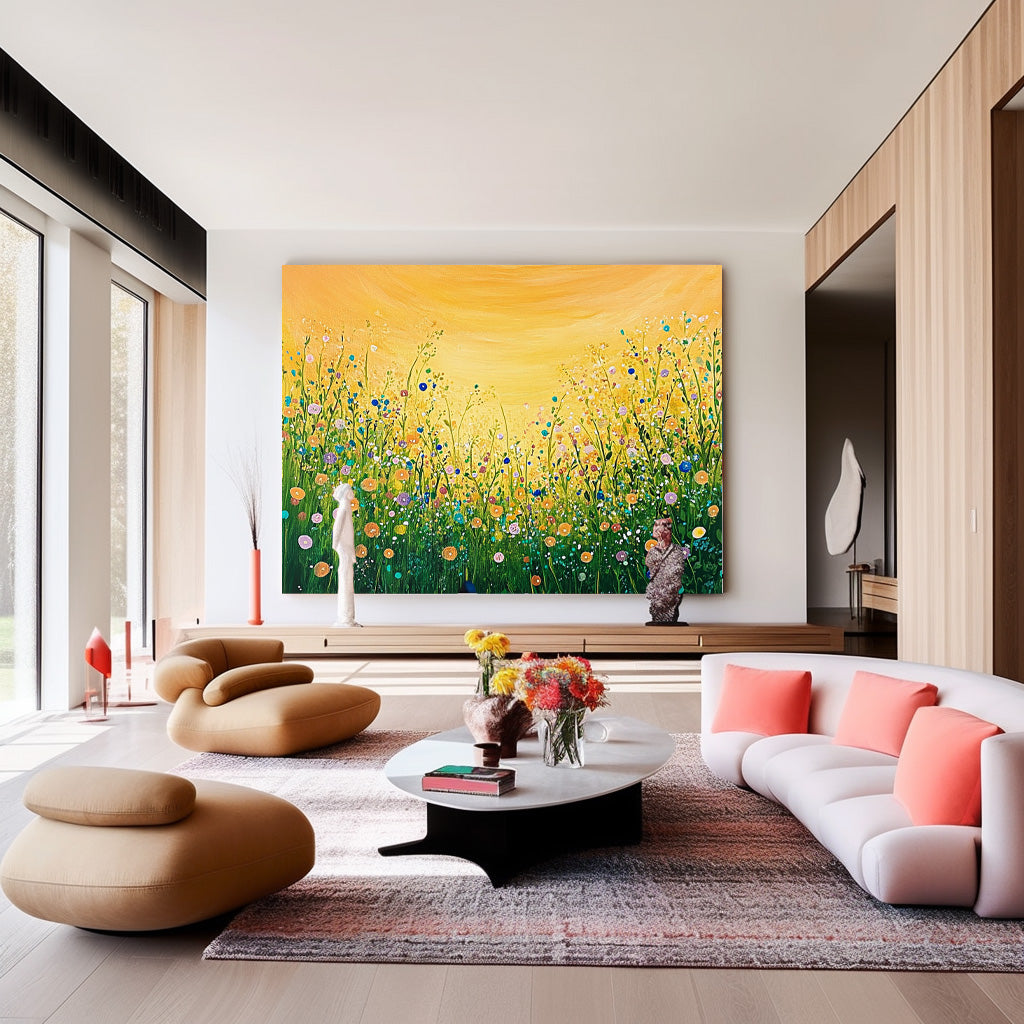 Horizontal Flower Bush Beauty Texture Artwork Original Abstract Oil Painting On Canvas Home Decor Gift
