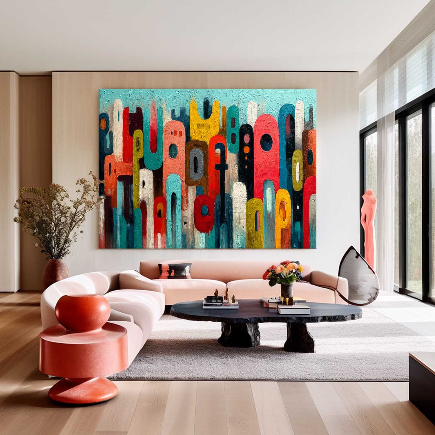 Modern Colorful Artwork Abstract Graffiti Oil Painting Texture Acrylic painting Original Wall Art Home Decor