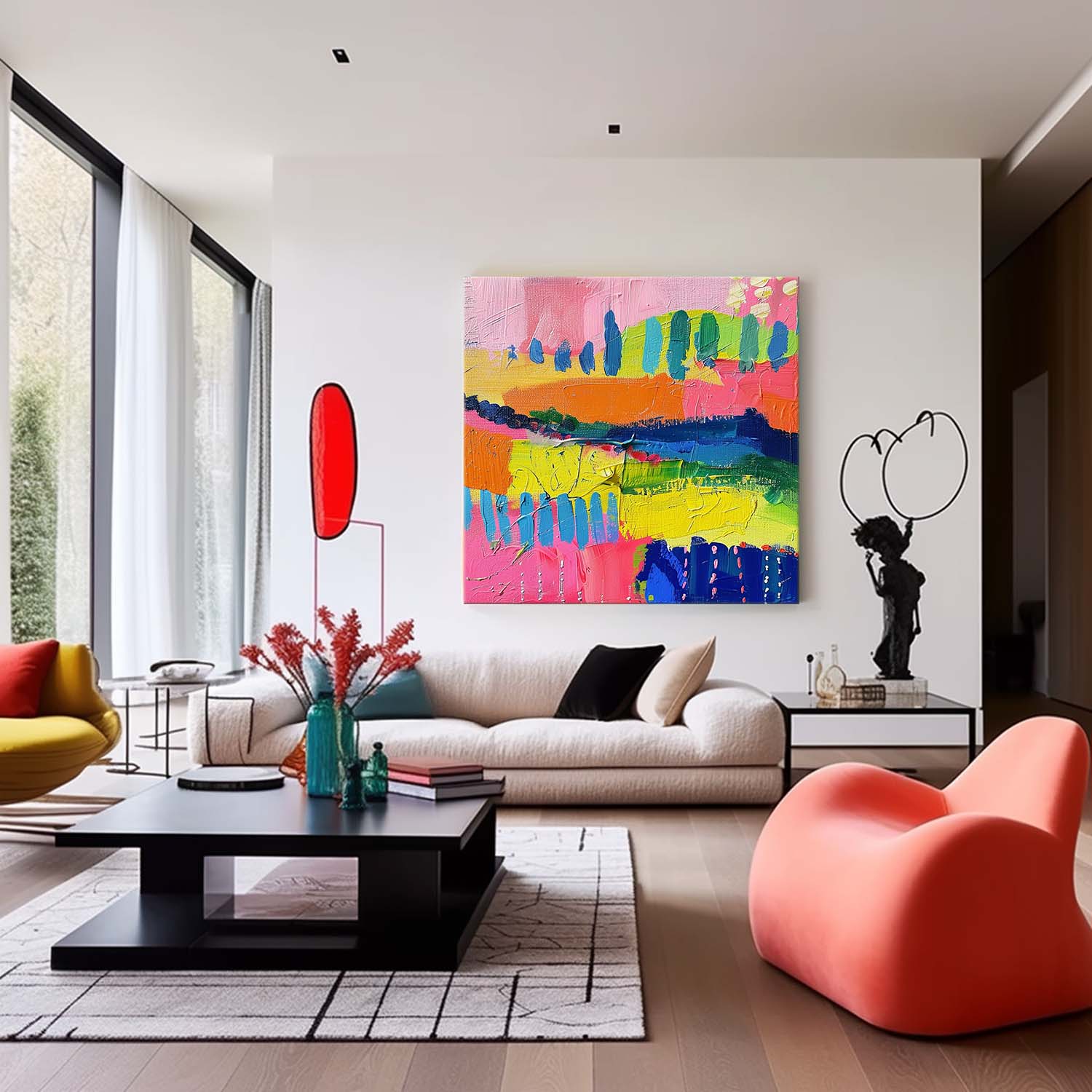 Colorful Large Graffiti Abstract Painting Original Canvas Wall Art Textured Artwork Children's Room Decor