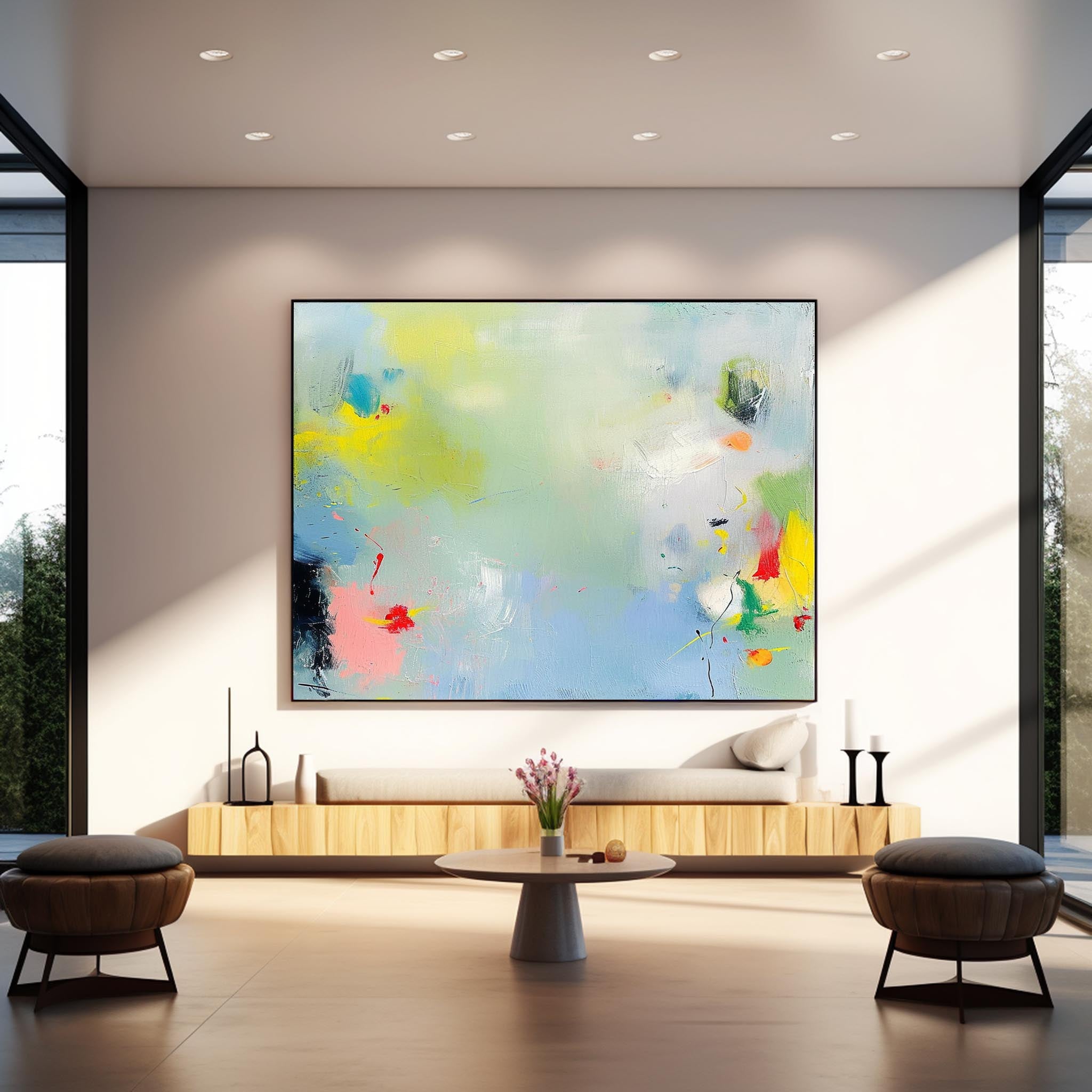 Vibrant Blue Buy Abstract Paintings Online Large Graffiti Abstract Oil Painting Original Wall Art For Living Room