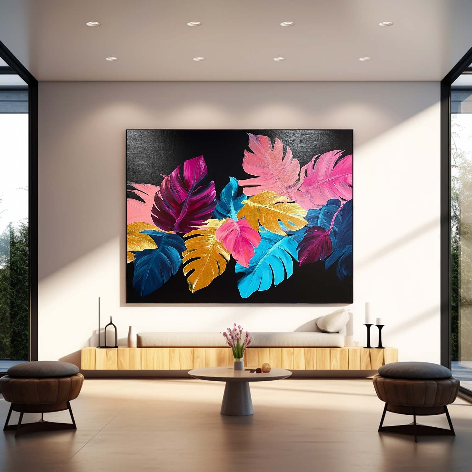 Colored Leaves Texture Artwork Original Abstract Leaves Oil Painting On Canvas Home Decor Artwork