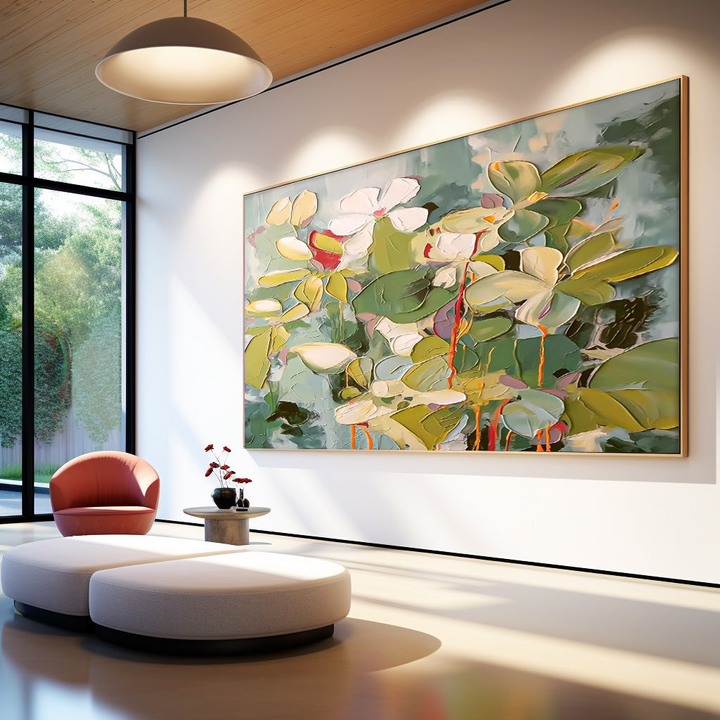Extra Large Abstract Canvas Colorful Textured Floral Acrylic Painting Original Modern Painting For Living Room