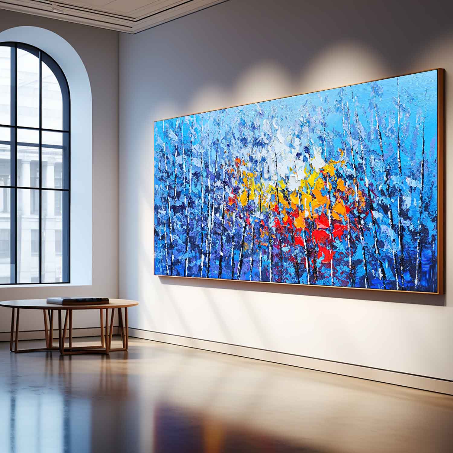 Affordable Large Wall Art Blue Forest Textured Floral Acrylic Painting Original Modern Painting On Canvas For Living Room