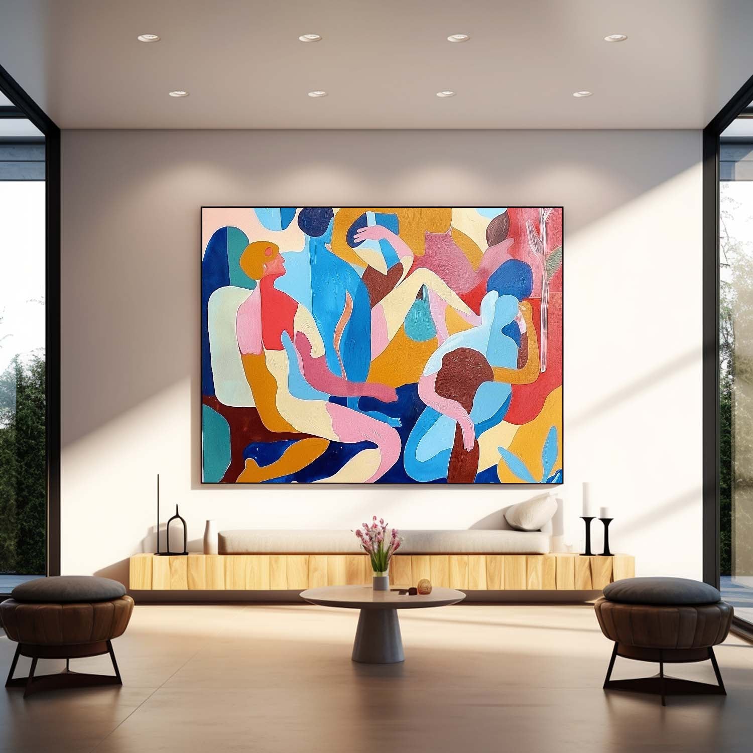 Abstract Portraiture Expressive Characters Artwork Artistic Faces Painting Bold Cubist-Inspired Modern Art Painting Home Decor