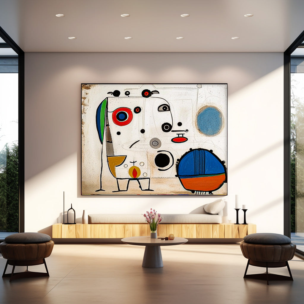 Large Color Wall Art Abstract Oil Painting Original Minimalist Cute Graffiti Abstract Artwork Decor