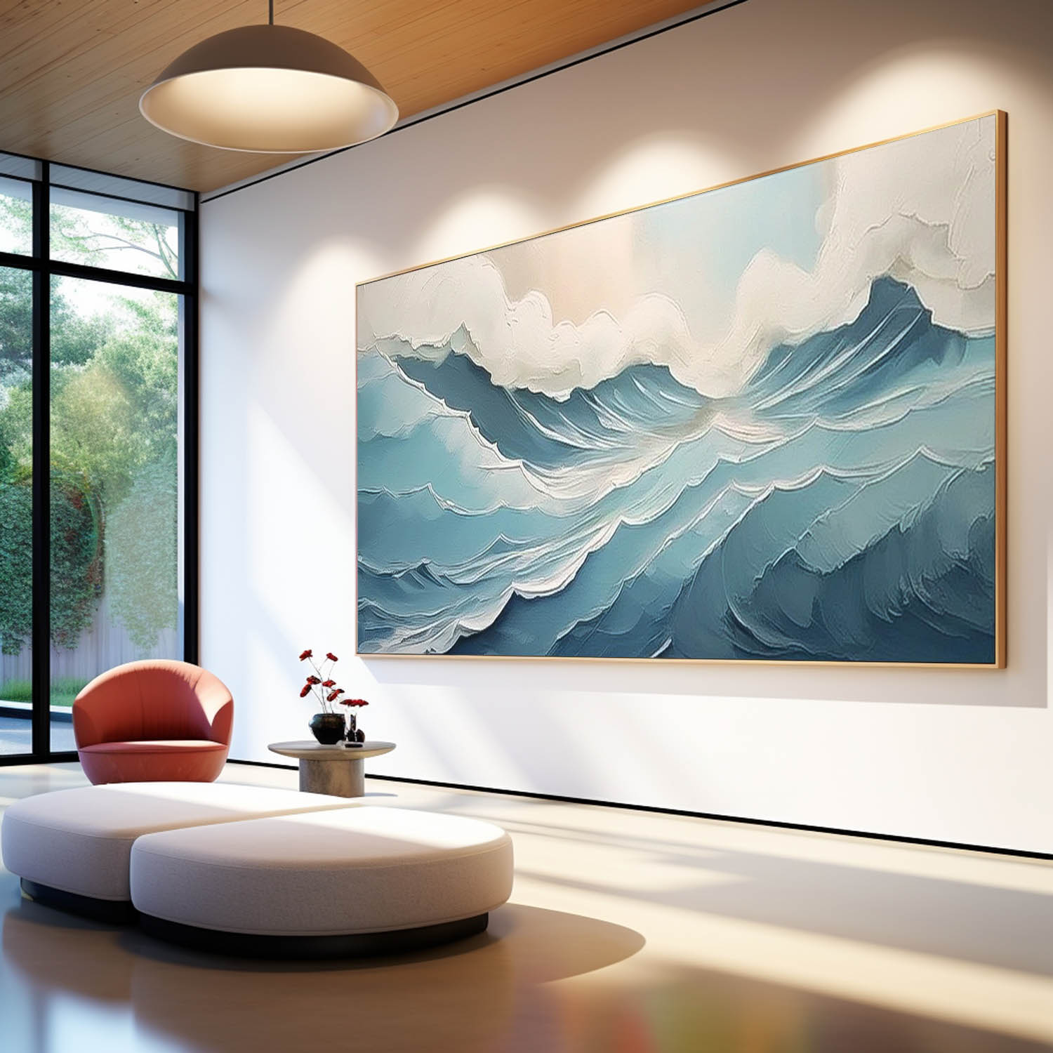 Large Ocean Original Blue Painting On Canvas Blue Texture Ocean Abstract Oil Painting Modern Wall Art Living Room Decor