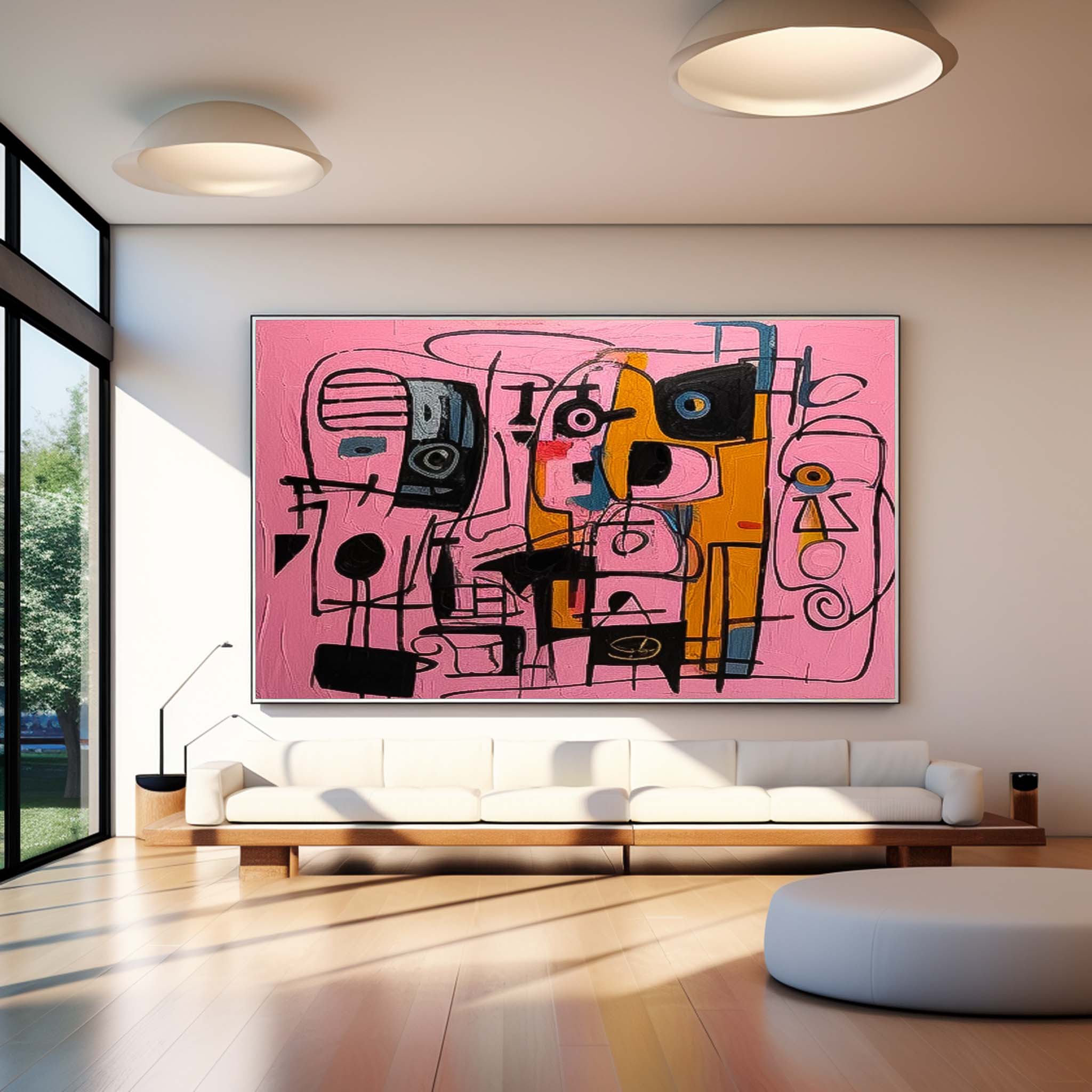 Large interesting Abstract Oil Painting Original Graffiti Wall Art Vibrant Pink Buy Abstract Paintings Online Home Decor