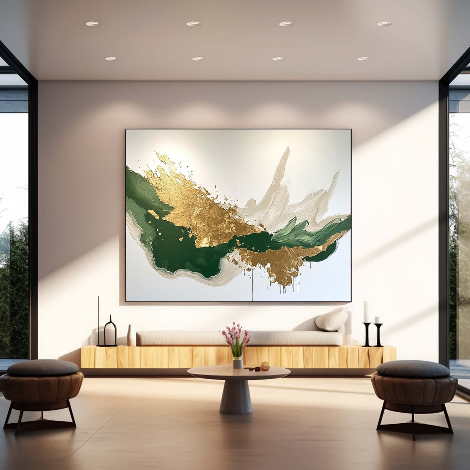 Green Large Original Abstract Gold Wall Art Abstract Paintings Online Contemporary Artwork For Living Room