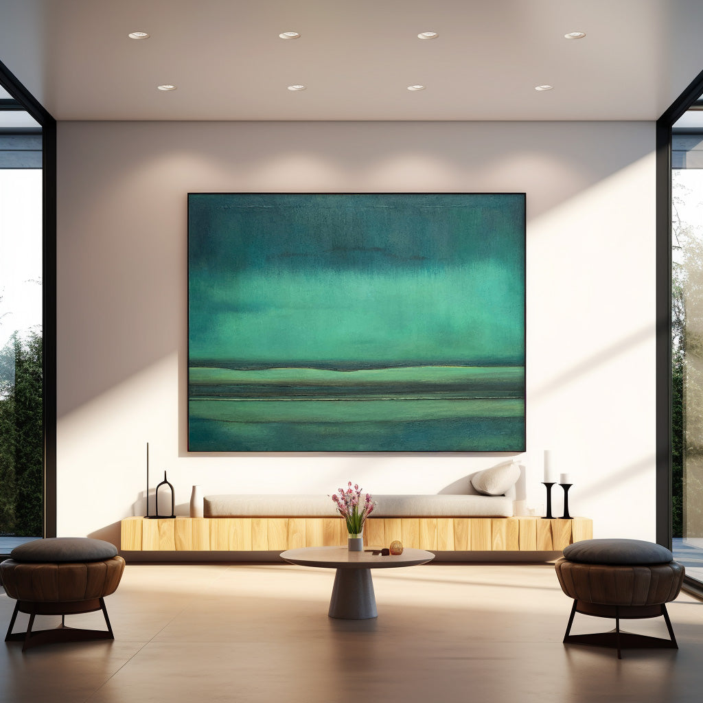 Original Green Minimalist Abstract Acrylic Painting Large Wall Art Modern Texture Abstract Oil Painting Home Decor