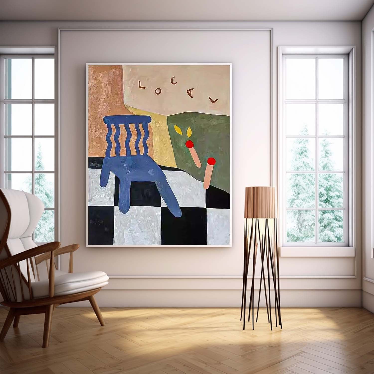 Cute Color Abstract Wall Art Large Contemporary Animation Acrylic Painting On Canvas Children's Room Decoration