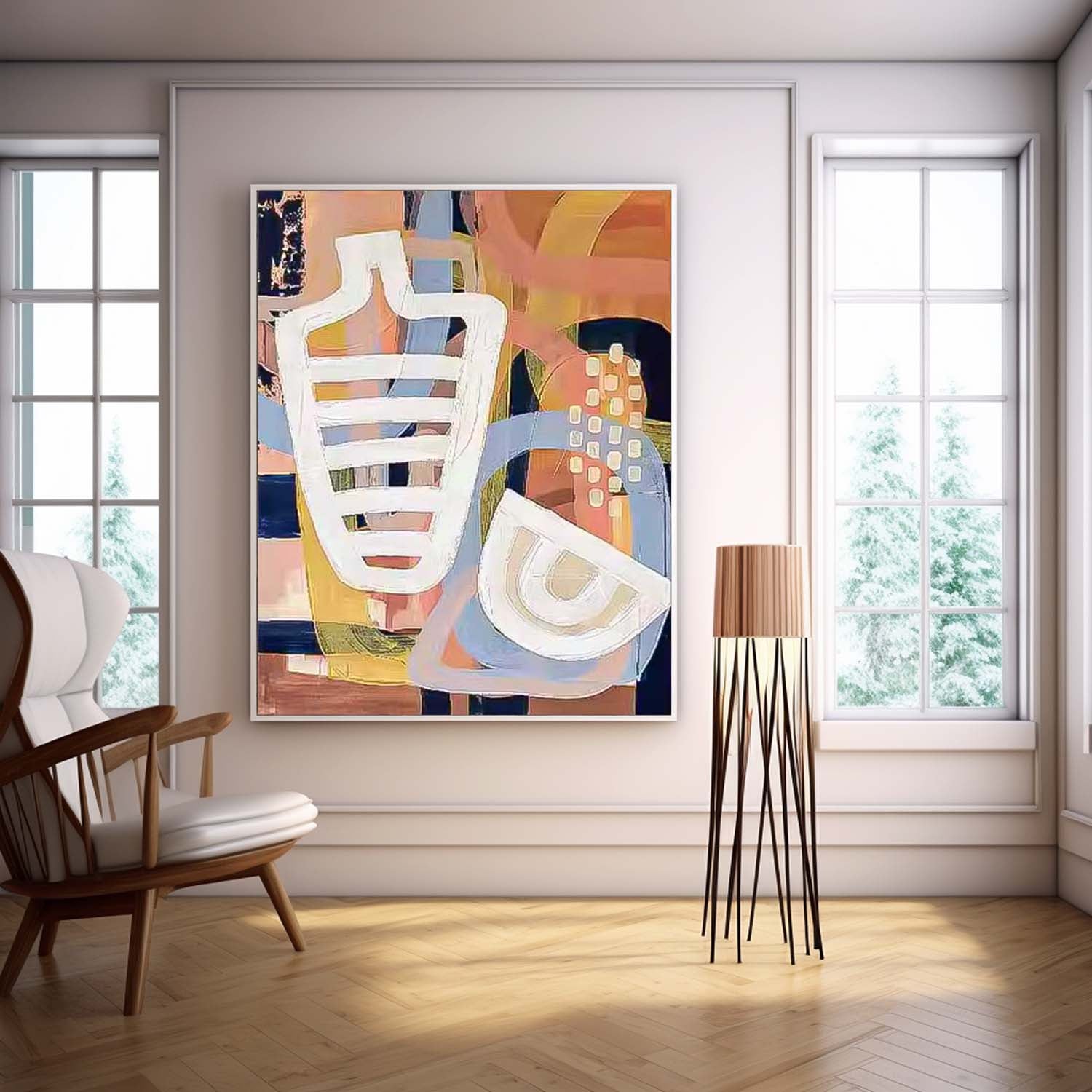 Abstract Graffiti Wall Art Large Contemporary Irregular Line Acrylic Painting On Canvas Home Decoration