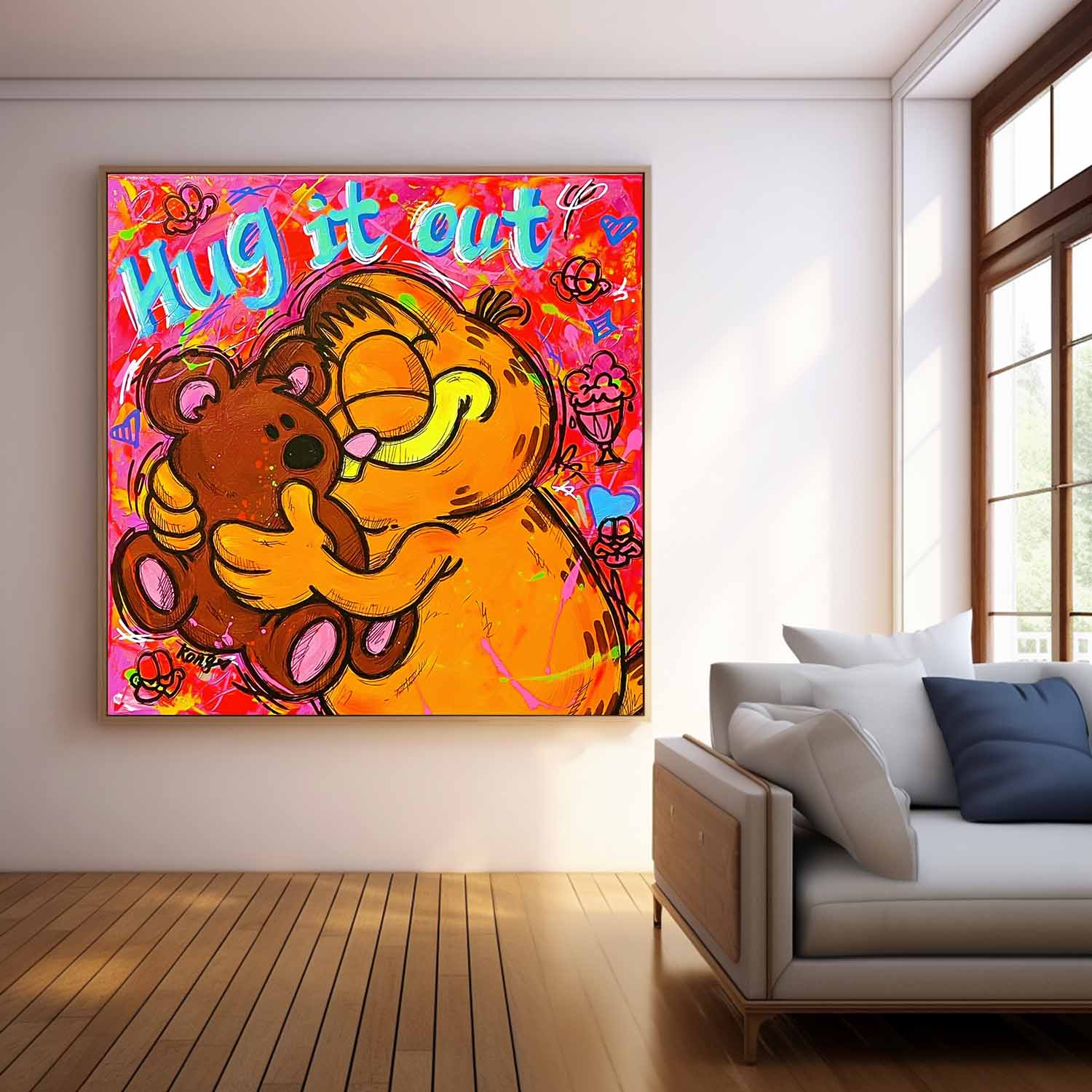 Famous Garfield Oil Painting Canvas Original Lovely Cartoon Characters Wall Art Large Animal Artwork