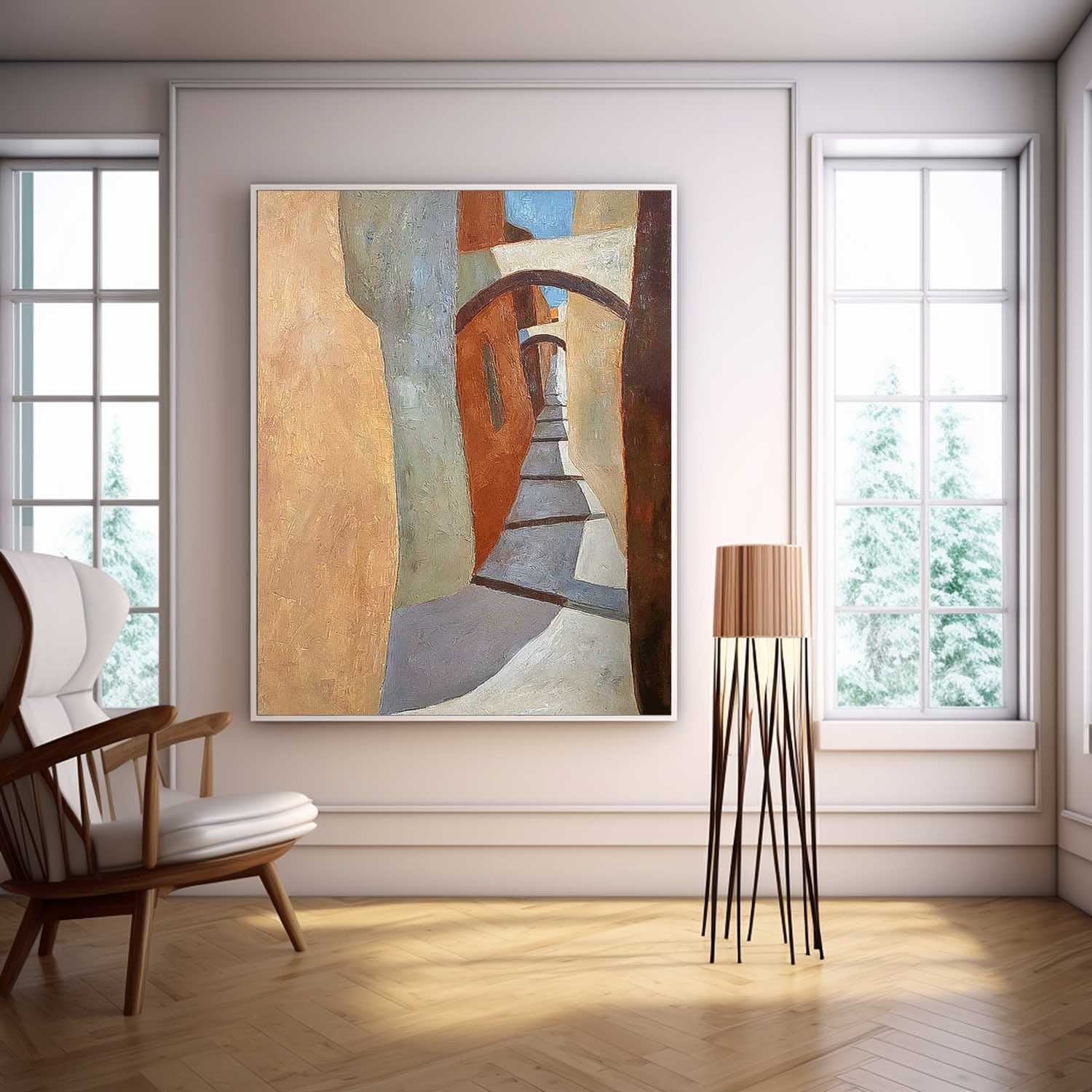 Cheap Warm Color Abstract Wall Art Large Contemporary Alley Acrylic Painting On Canvas Graet Quality artworks