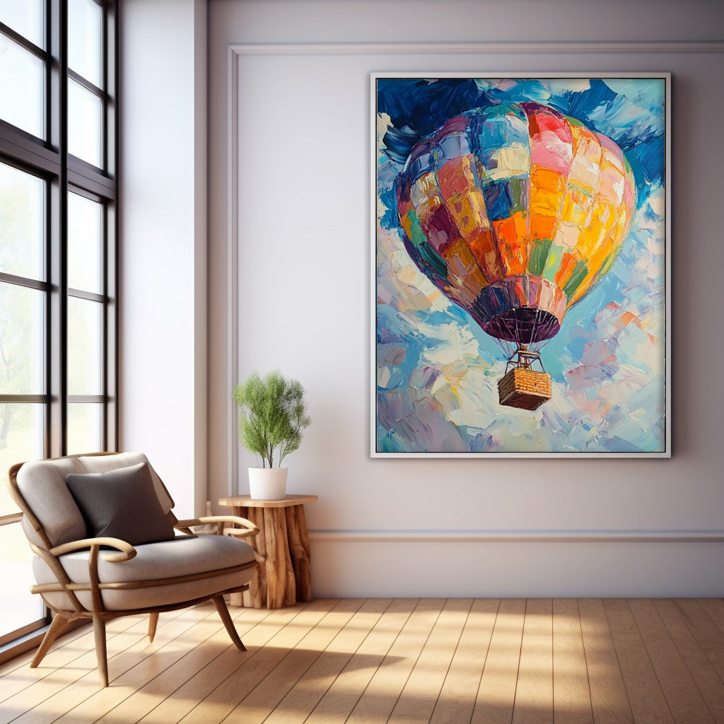 Abstract Scenery Oil Painting Large Hot Air Balloon Painting On Canvas Colorful Landscape Texture Artwork