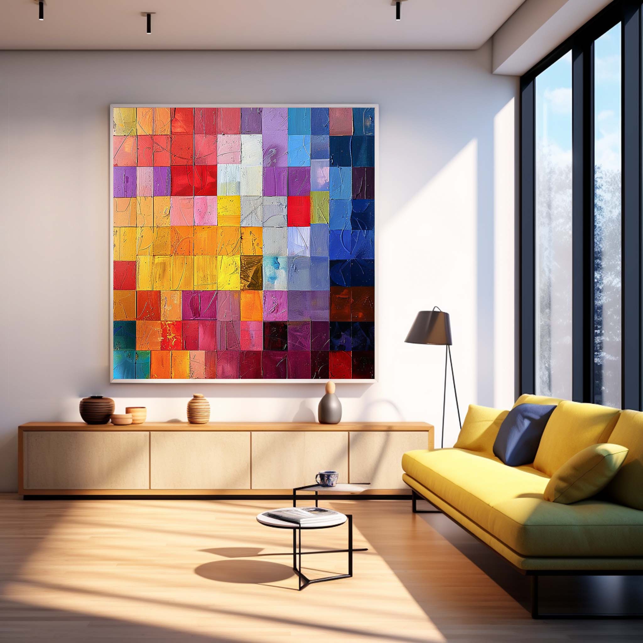 Original Abstract Painting For Sale Geometry Square Wall Art Colorful Painting Canvas For Living Room