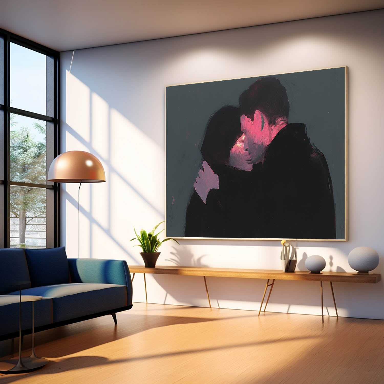 Large Man And Woman Wall Art High Quality Warm Color Abstract Figure Oil Paintin Original Artwork Home Decor