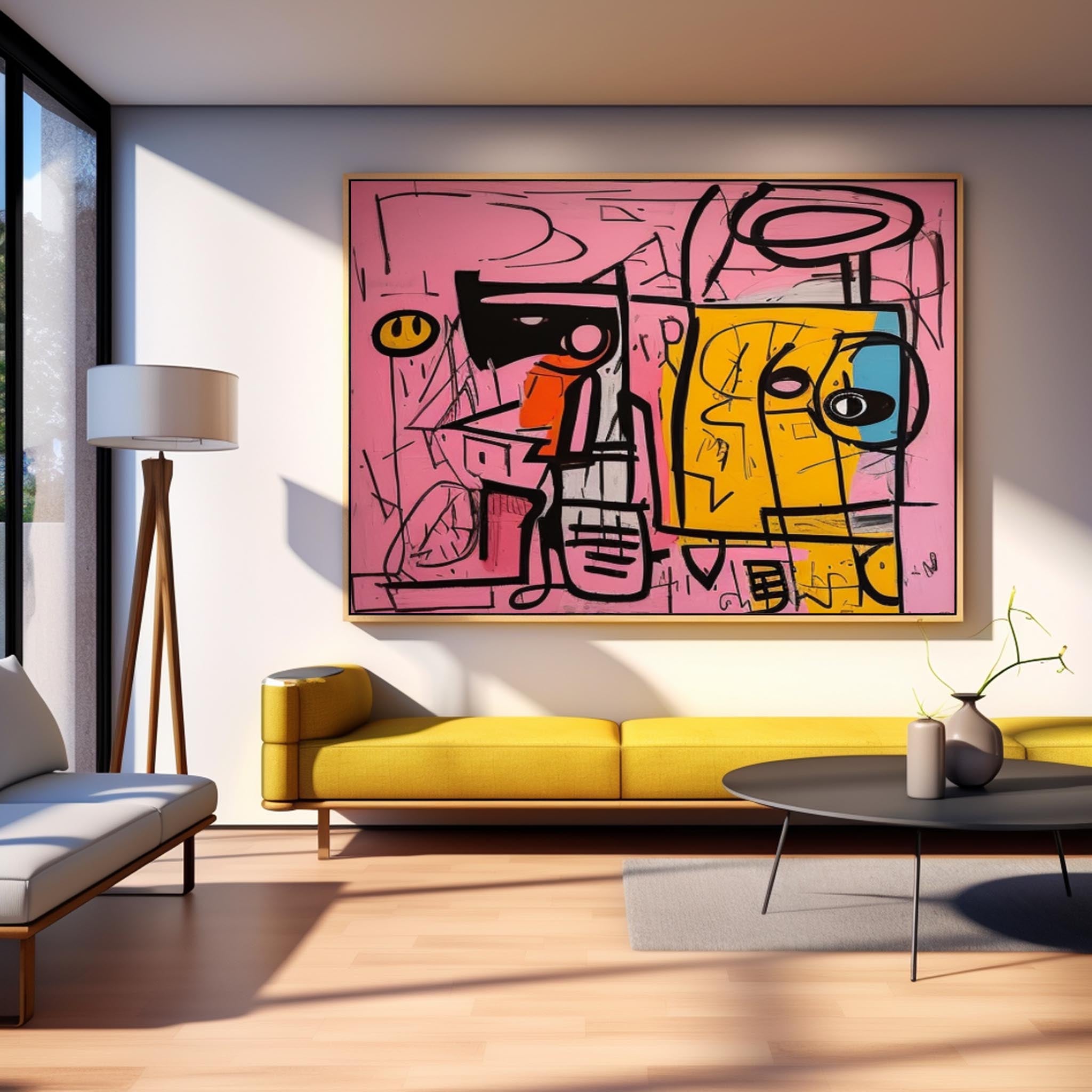 Large interesting Abstract Oil Painting Original Graffiti Wall Art Vibrant Pink Buy Abstract Paintings Online For Living Room