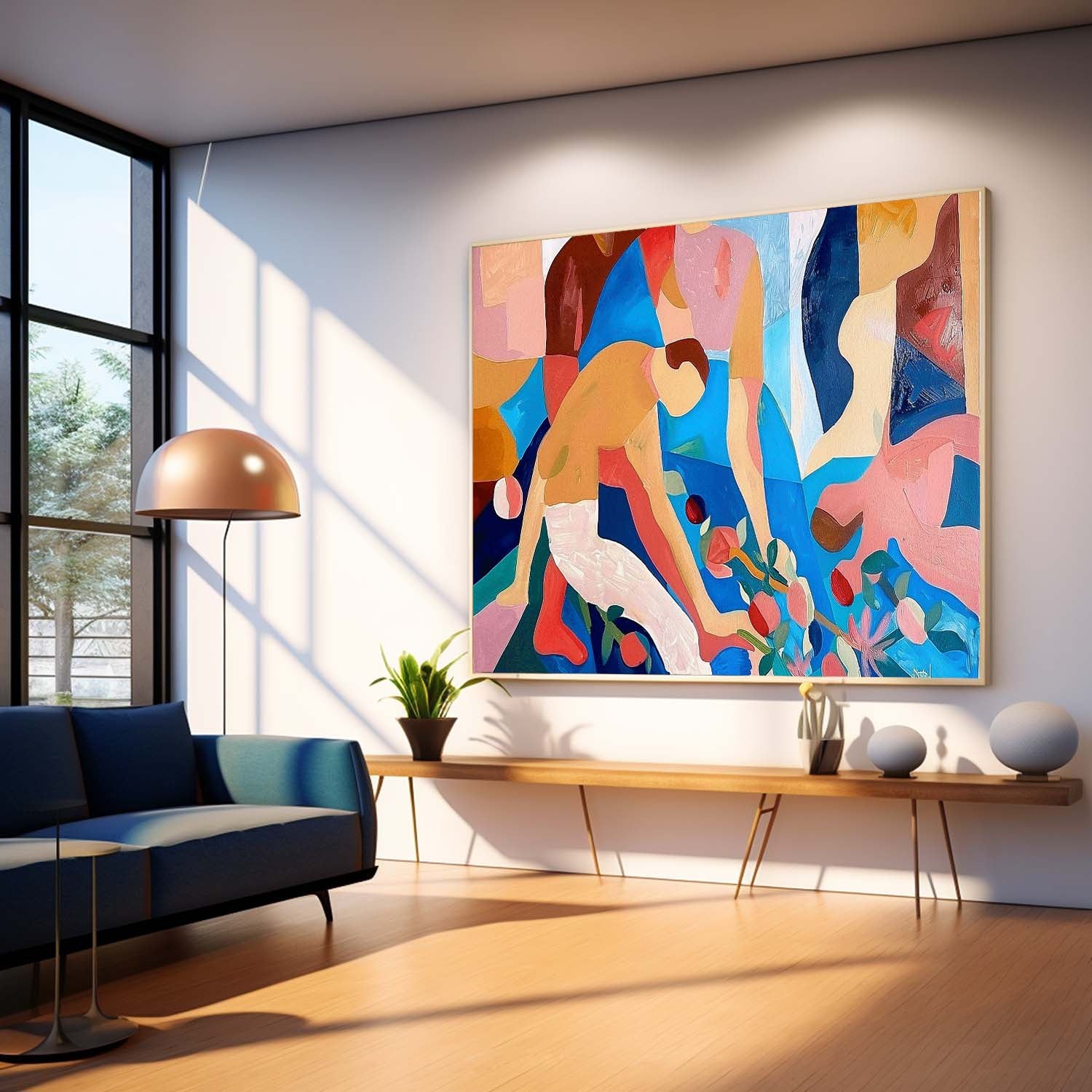 Abstract Portraiture Expressive Characters Artwork Artistic Faces Painting Bold Cubist-Inspired Modern Art Painting Figures Art