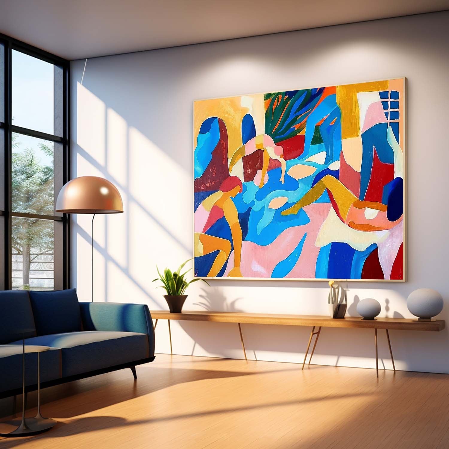 Matisse Style Painting Of Women Vibrant Modern Abstract Figures Canvas Art Large Colored Female Wall Art