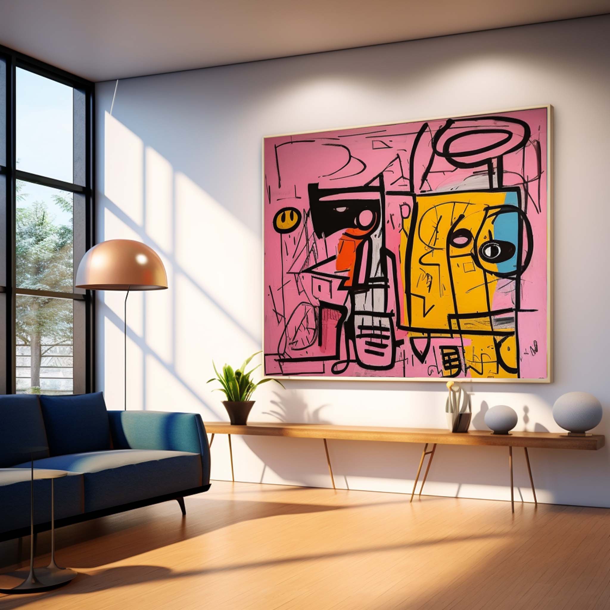 Large interesting Abstract Oil Painting Original Graffiti Wall Art Vibrant Pink Buy Abstract Paintings Online For Living Room