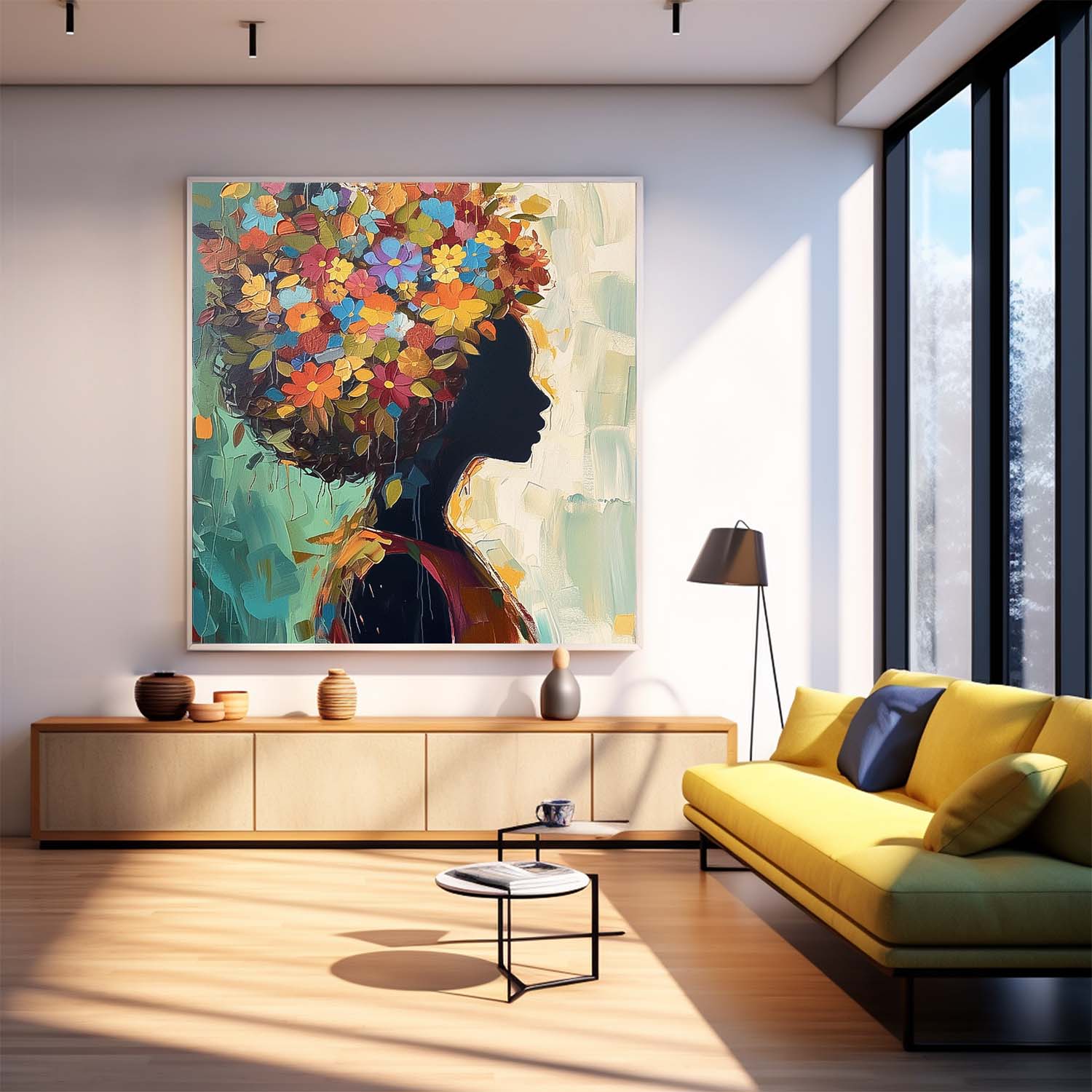 Color Texture Shadow Portrait Large Wall Art Original Beautiful Flower Figurative Painting Canvas Home Decor