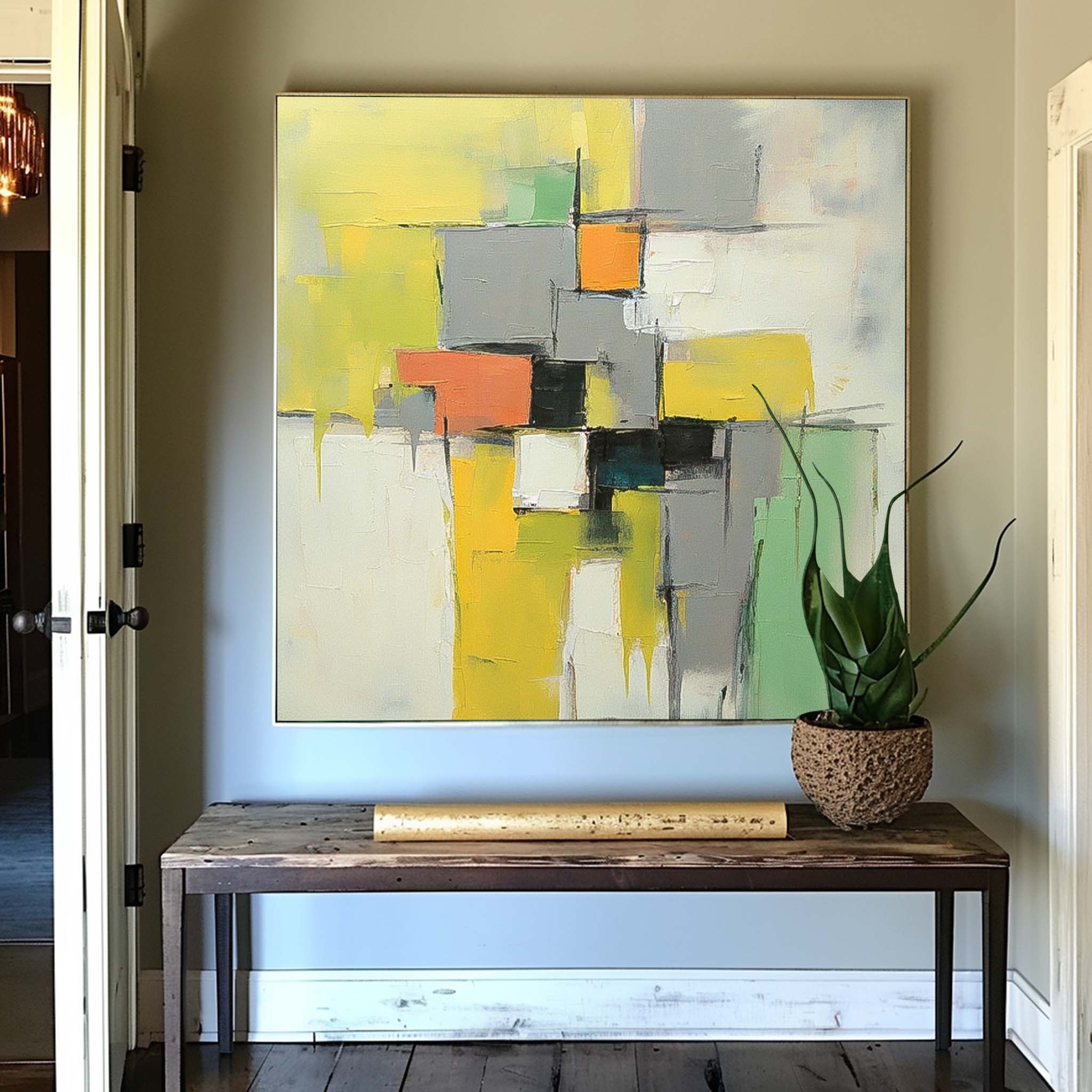 Geometry Abstract Acrylic Painting Canvas Great Quality Hand Painted Abstract Wall Art Home Decor