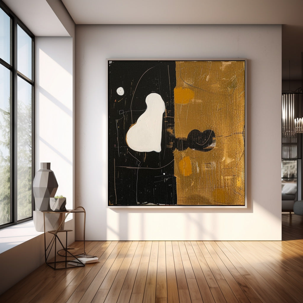 Lovely Modern Minimalist Canvas Painting Acrylic Large Brown Abstract Wall Art Framed For Living Room