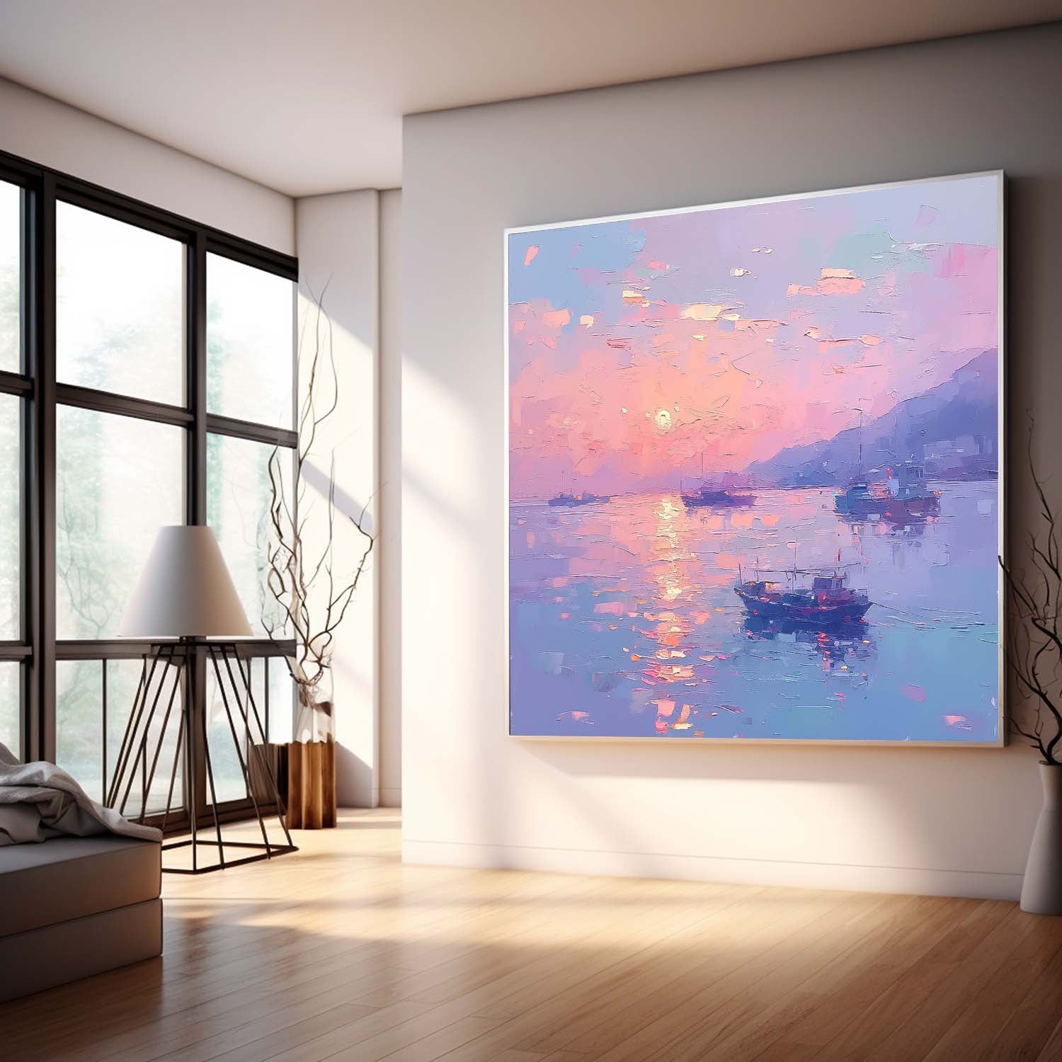 Large Sunset At Sea Wall Art Modern Highest Quality Oil Painting Abstract Texture Acrylic Painting For Living room