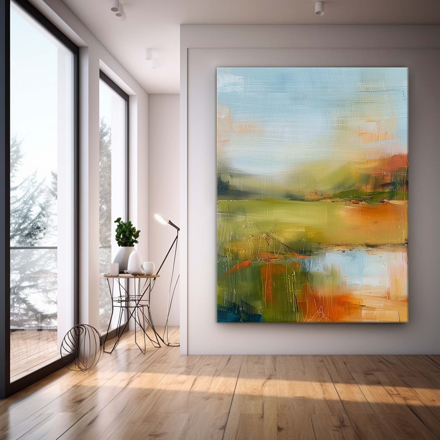 Modern Landscape Wall Art Large Abstract Painting On Canvas Original Scenery Painting For Living Room
