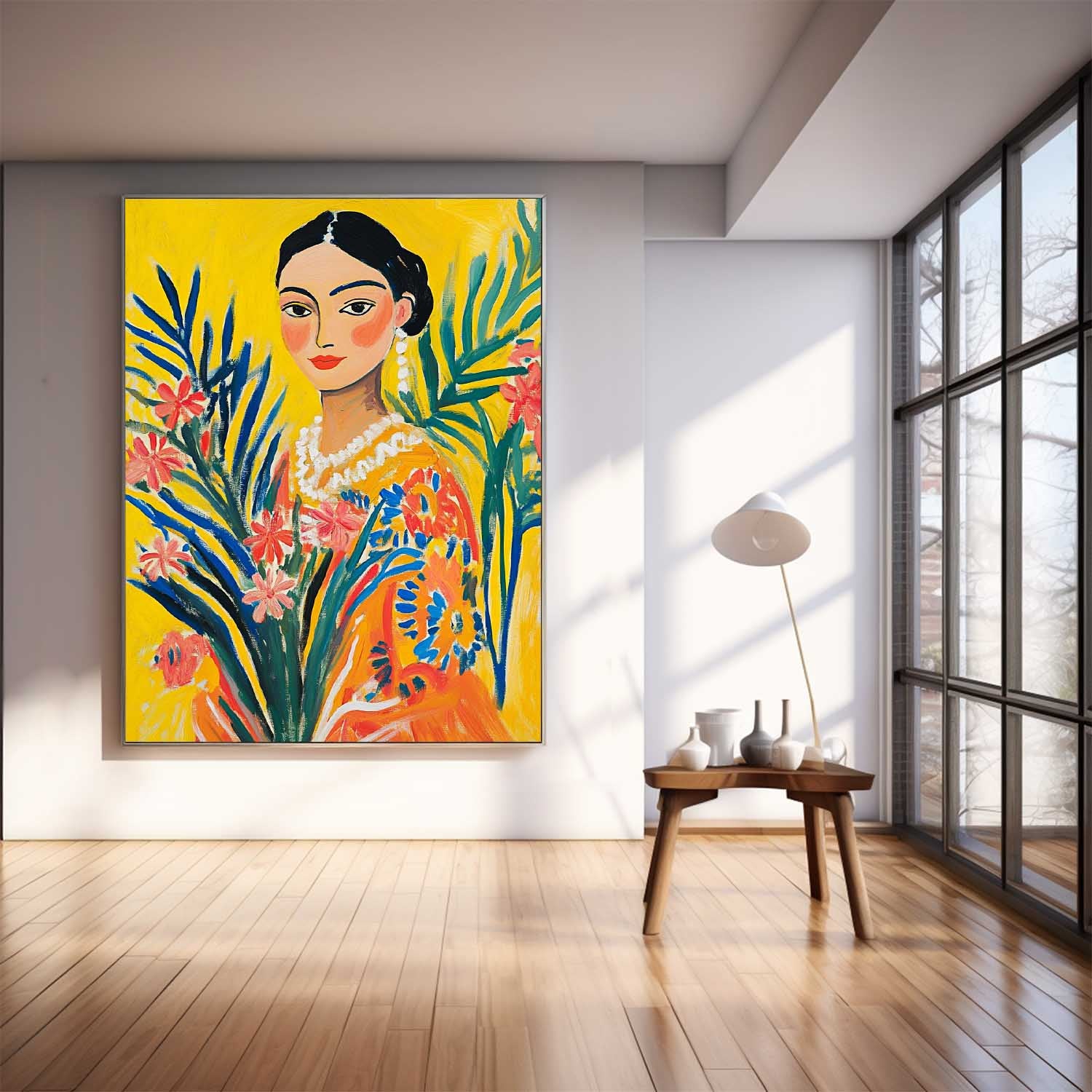 Gorgeous Original Modern Wall Art Portrait Of A Young Woman Artwork Girl In A Romantic Vintage Style