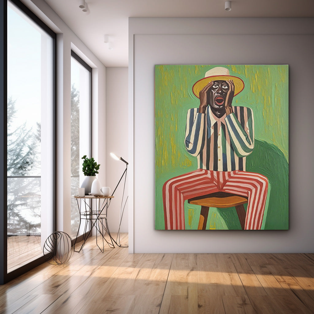 Textured humorous People Painting Canvas Original Large Abstract Exaggerated Expressions Figure Wall Art