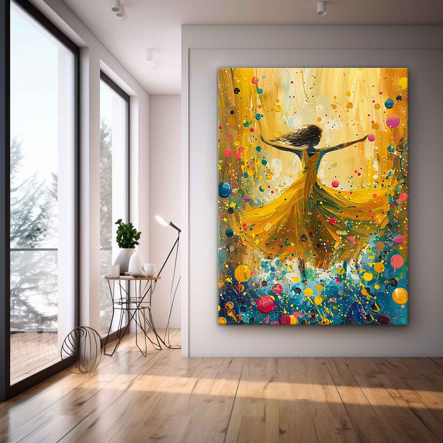 Original Exquisite Ballet Girl Wall Art Large Multicolor Girl Painting Framed Colorful Artwork Gift