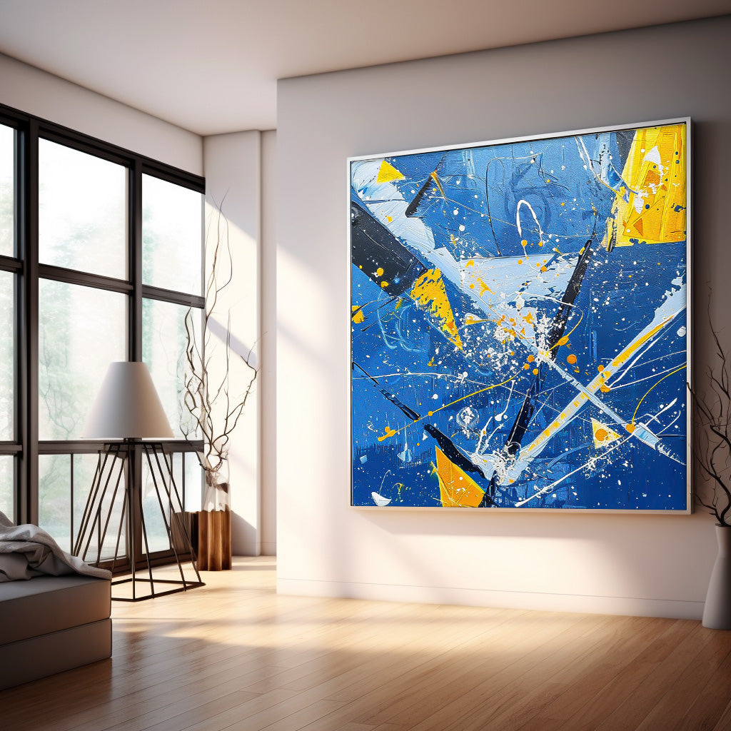 Great scraper Abstract Art Warm Blue Square Acrylic Painting Canvas Original Painting For Sale