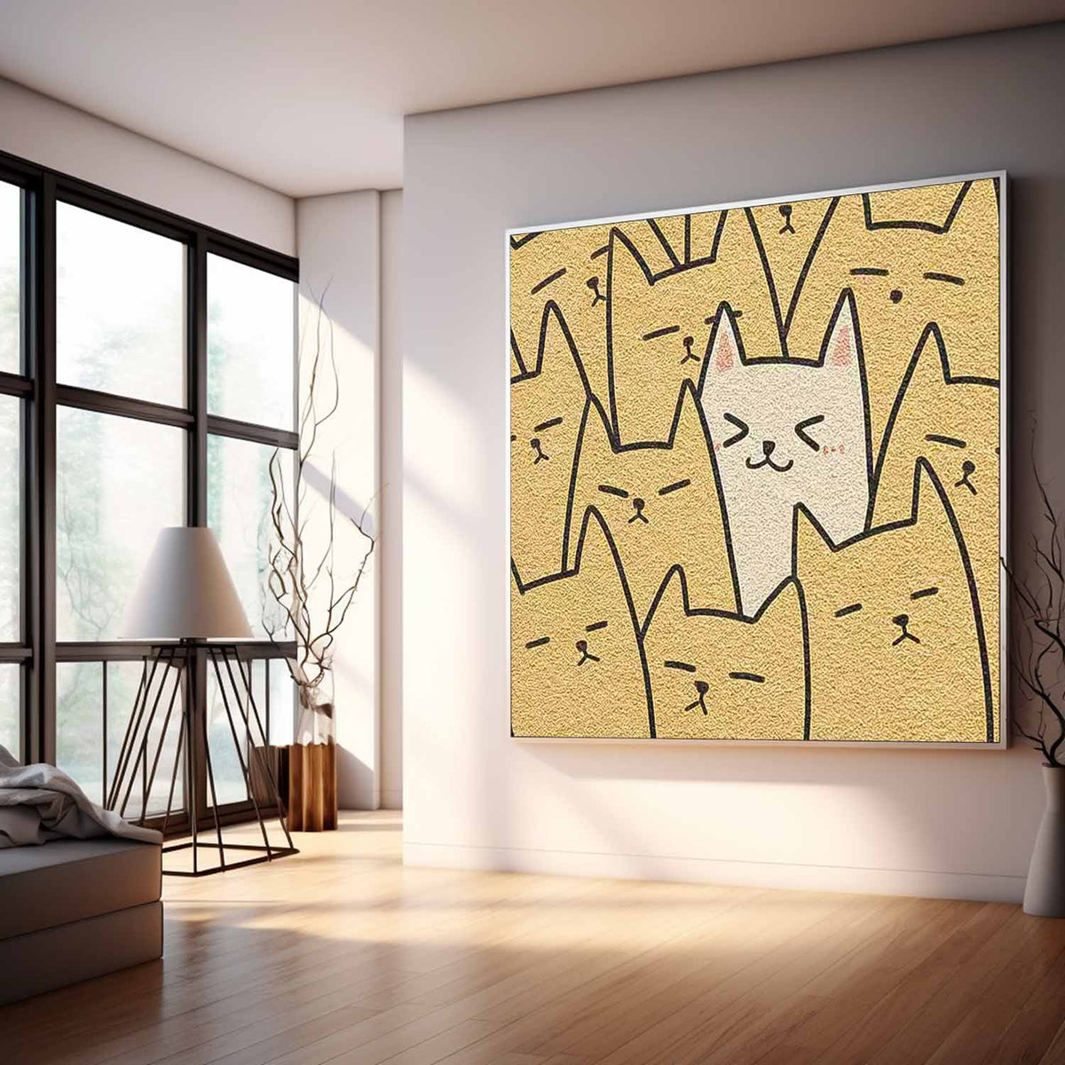 Large Interesting Simple Strokes Abstract Wall Art Modern Minimalist Canvas Acrylic Painting For Living Room