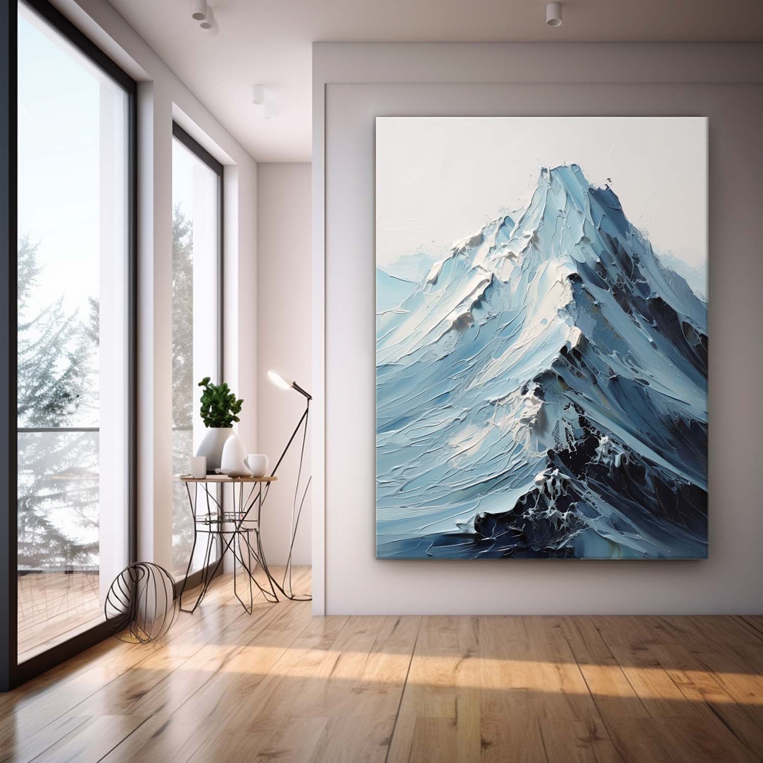 Abstract Snow Mountain Scenery Wall Art Acrylic Painting Large Texture Landscape Oil Painting On Canvas Home Decor