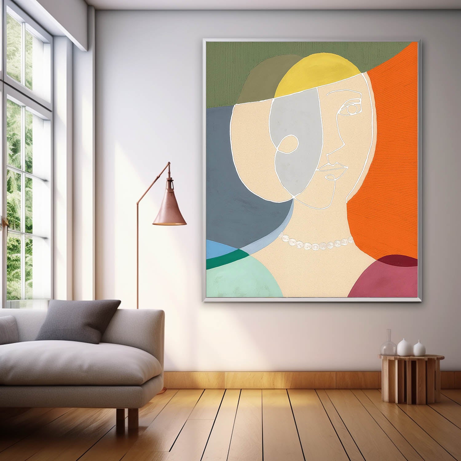 Original Nordic Style Wall Art Minimalism Colorful Abstract Line Artwork Large Figure Painting Gift