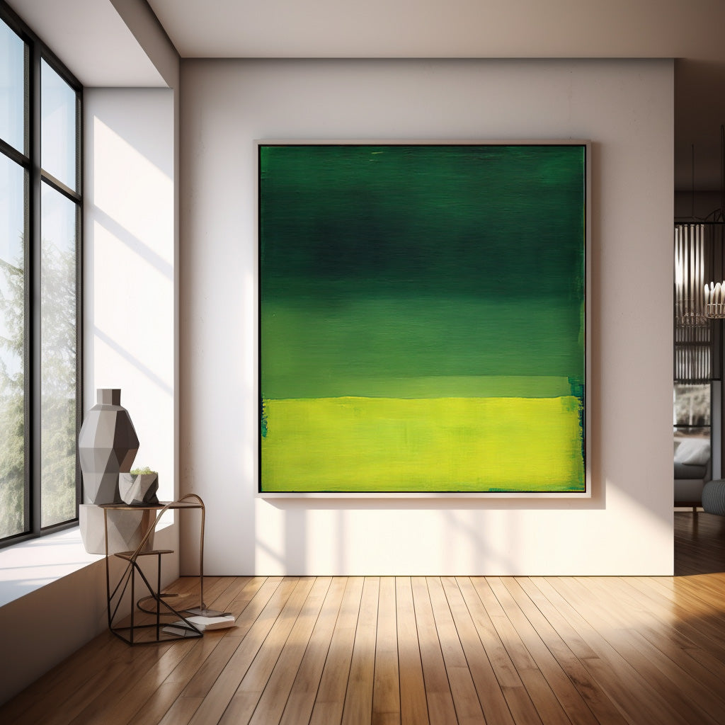 Large Wall Art Yellow And Green Original Minimalist Artwork Abstract Oil Painting For Living Room