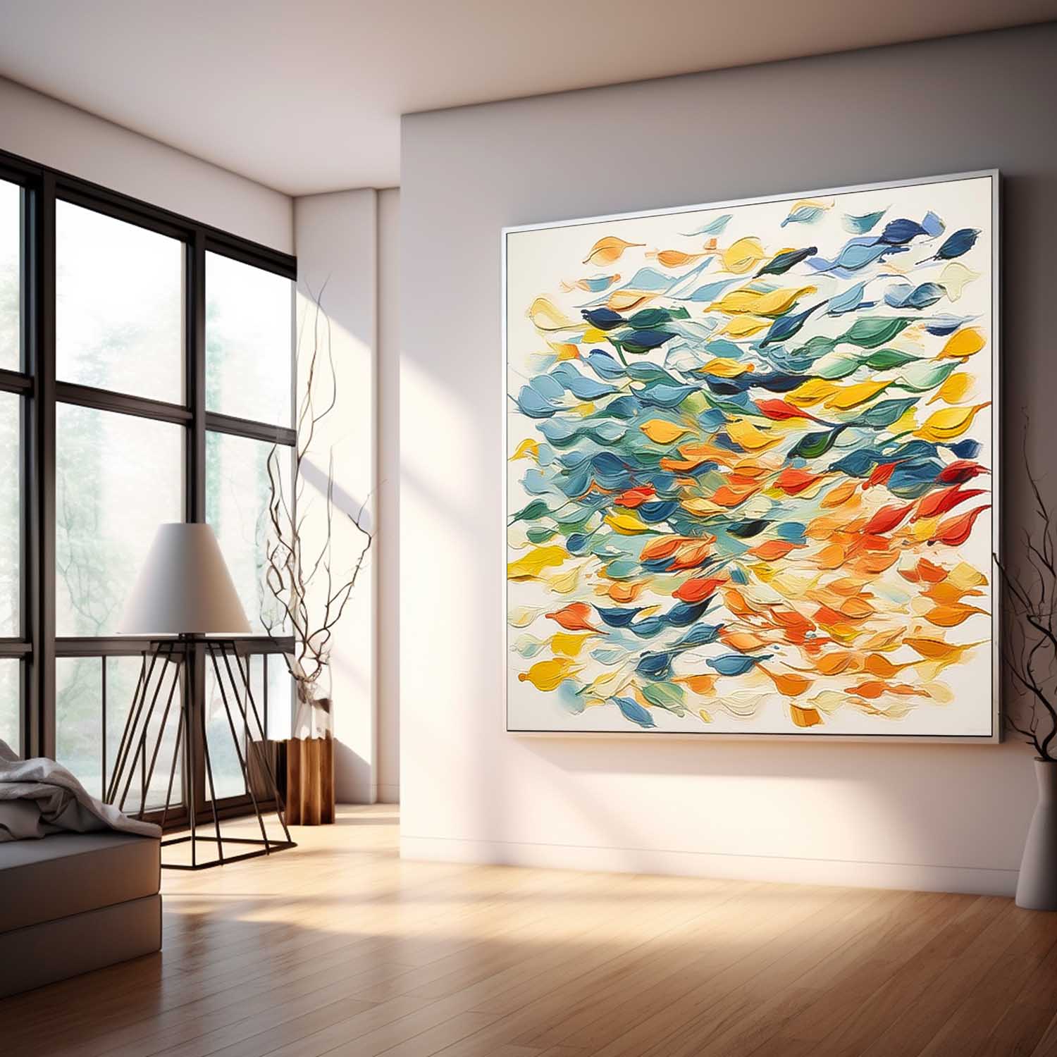 Color Scraper Abstract Goldfish Acrylic Painting Canvas Great Quality Hand Painted Abstract Wall Art Home Decor