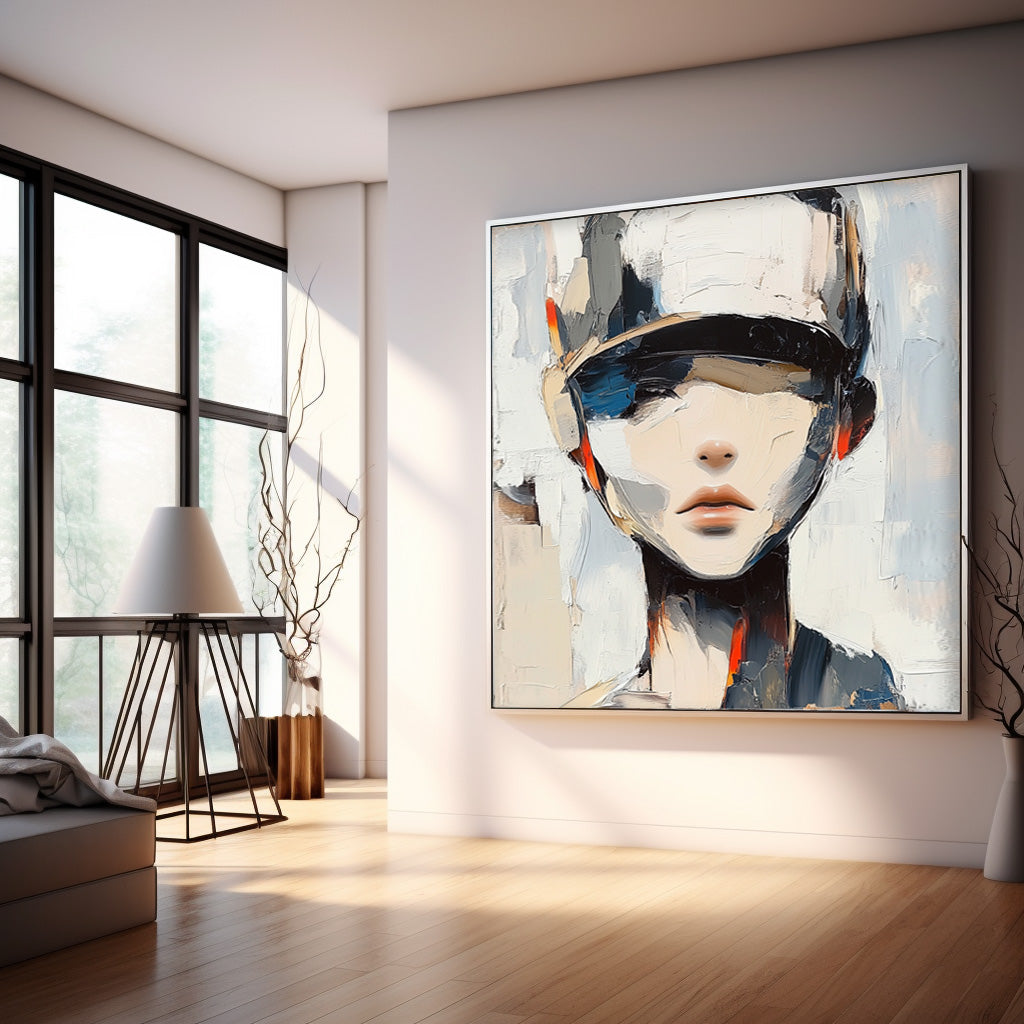 Original Abstract Woman painting Portrait Texture Minimalism Girl Portrait Woman Faceless Painting