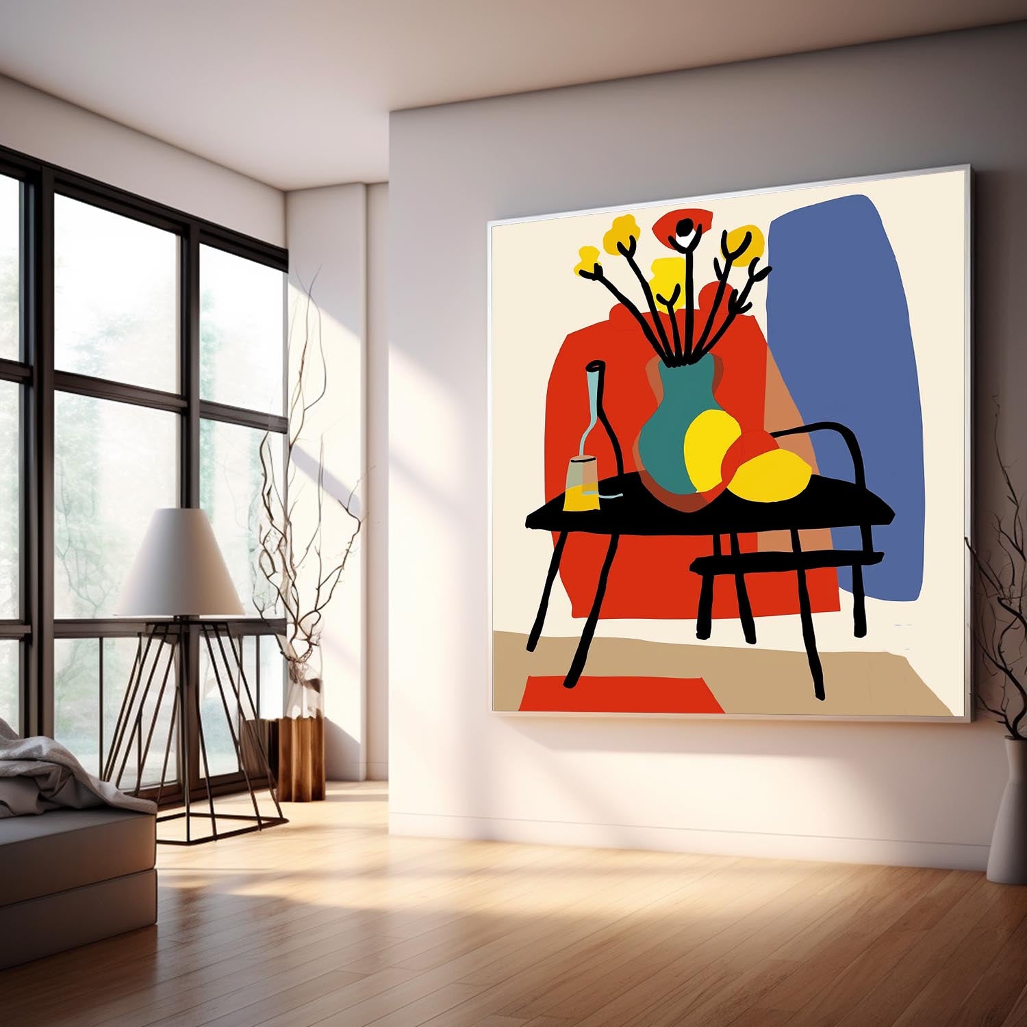 Large Realism Flowers Painting Beautiful Vase Artwork Square Contemporary Bright Paintings Wall Art