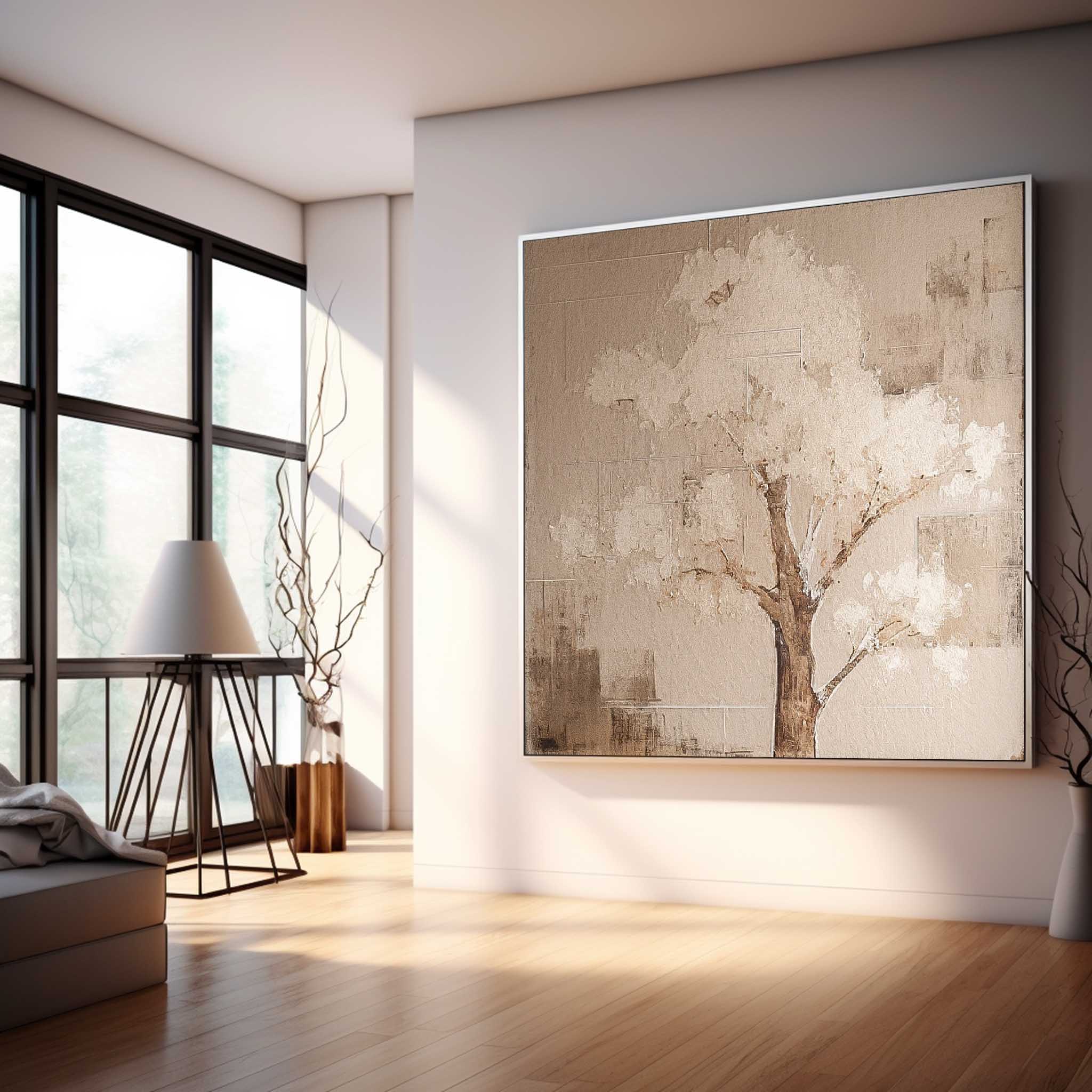 Abstract Tree Wall Art Original Cute Vintage Oil Painting On Canvas Square Acrylic Painting Home Decor