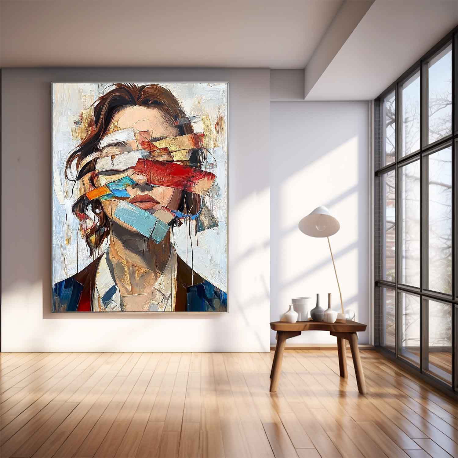 Original Texture Girl Wall Art Coloful Lady Contemporary Artwork Abstract Woman Oil Painting On Canvas