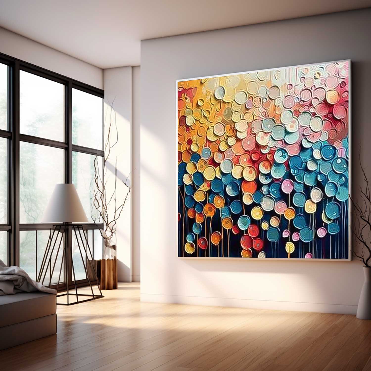 Contemporary Circle Color Block Oil Painting Square Texture Abstract Colorful Acrylic Painting On Canvas Wall Art