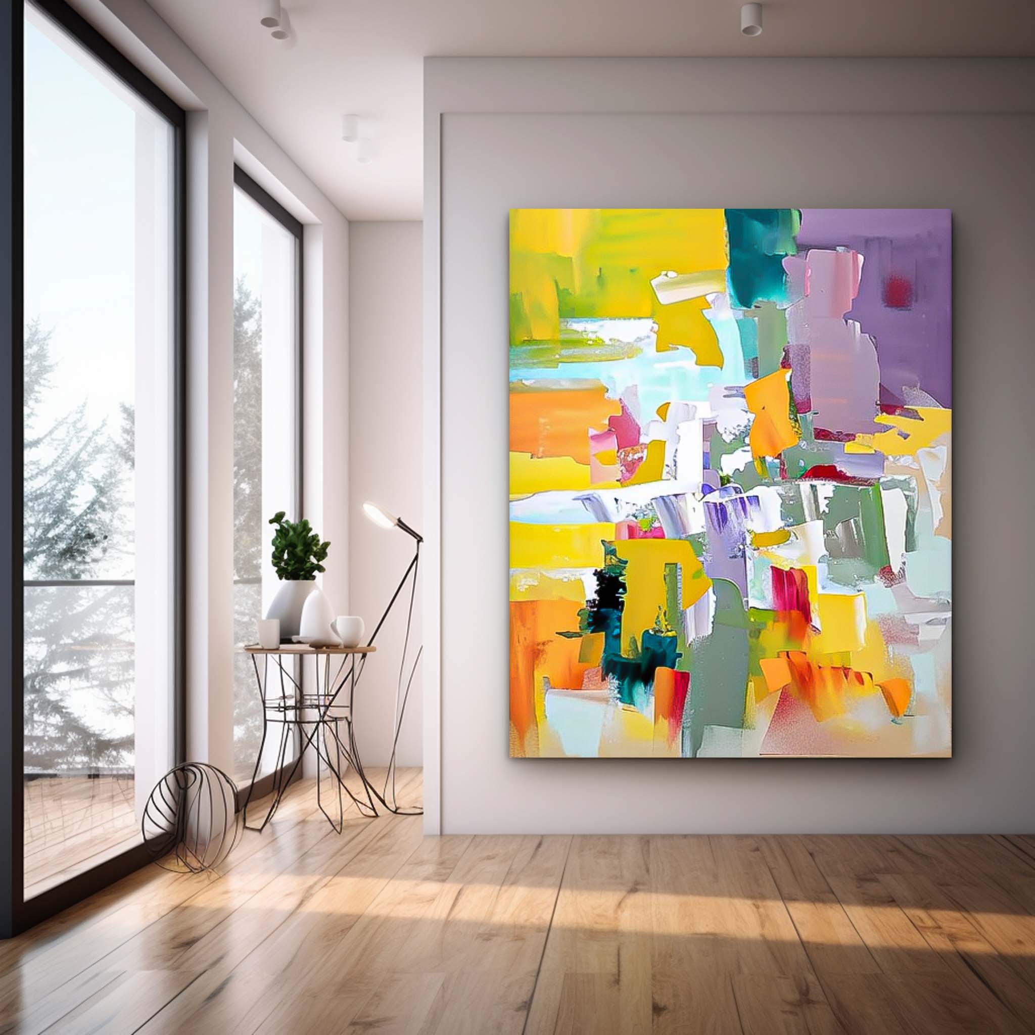 Oversized Abstract Wall Art Contemporary Acrylic Painting For Sale Bright Color Original Artwork Canvas