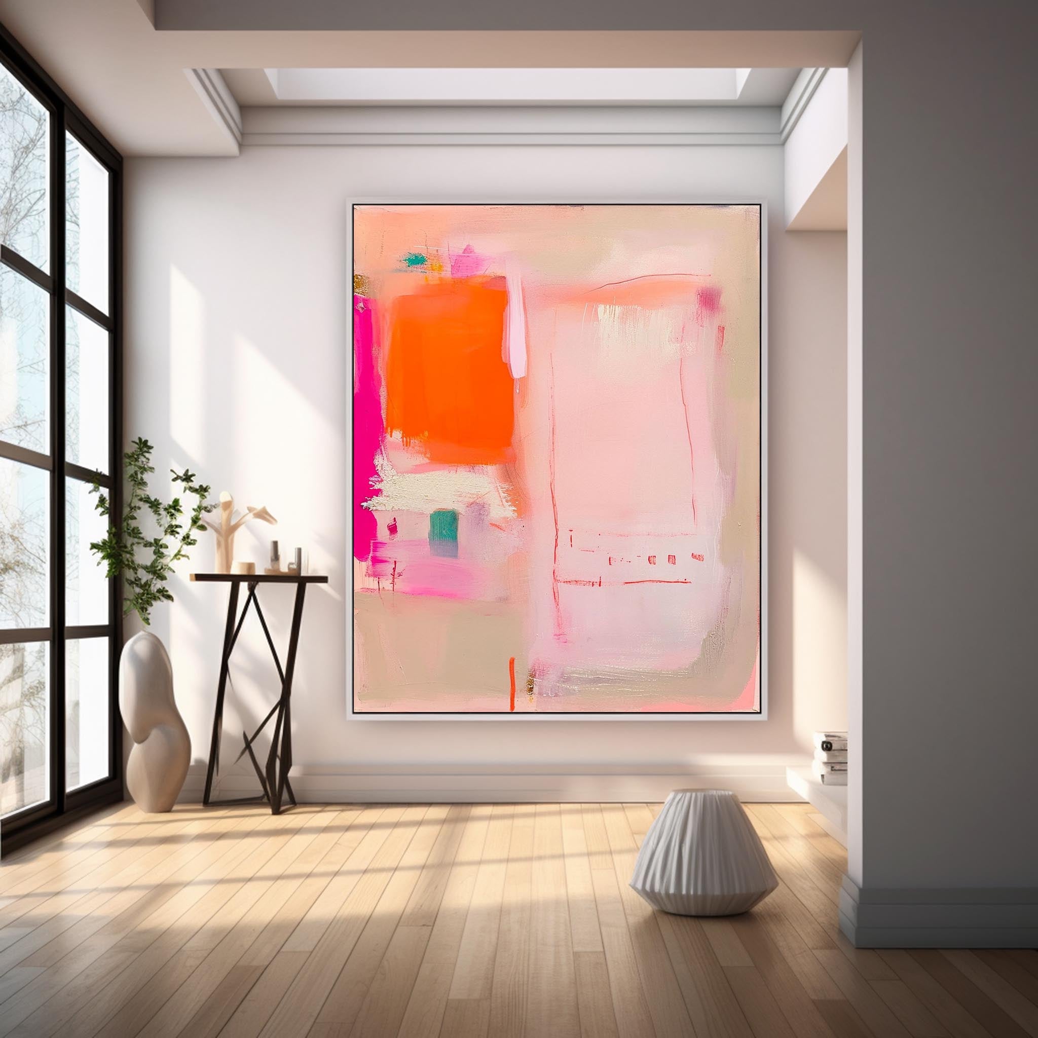Modern Vibrant Pink Quality Large Art Famous Abstract Artwork Original Oil Painting On Canvas Home Decor