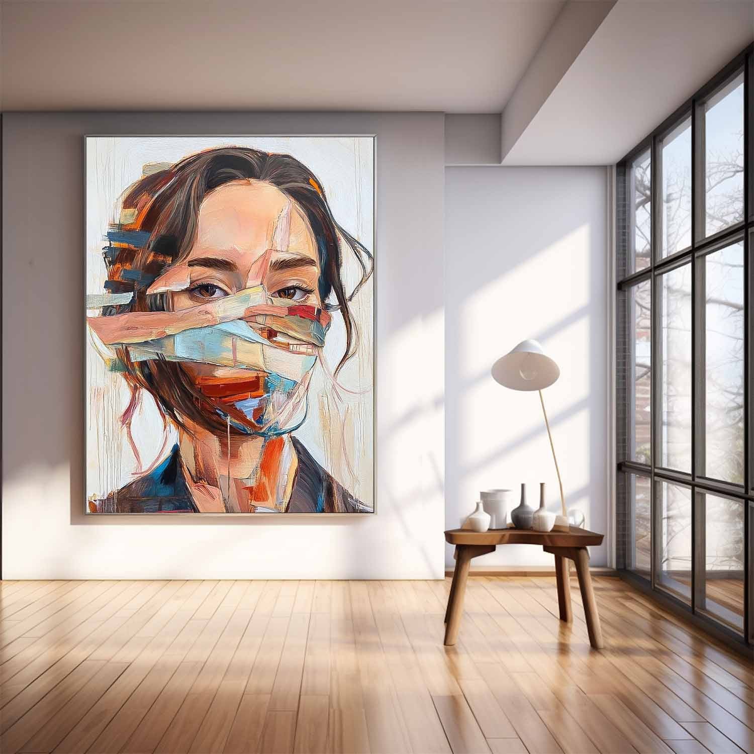 Coloful Lady Contemporary Artwork Abstract Woman Oil Painting On Canvas Original Texture Girl Wall Art
