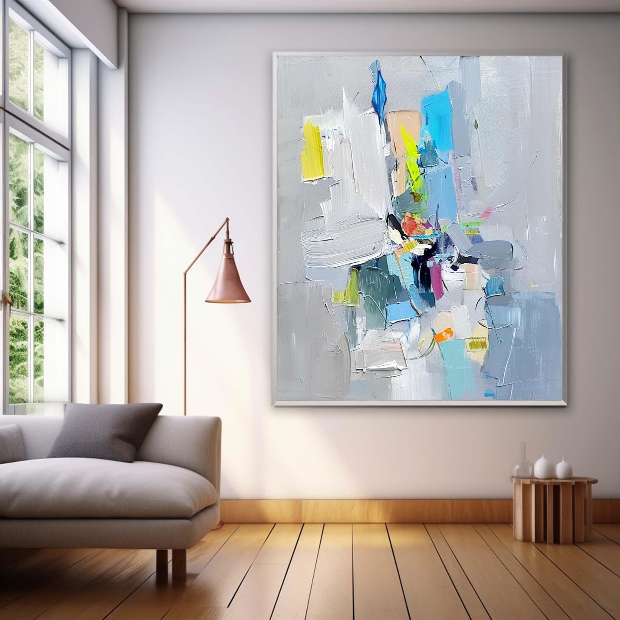 Gray And Blue Contemporary Abstract Art For Sale Large Texture Artwork Original Canvas Painting Home Decor